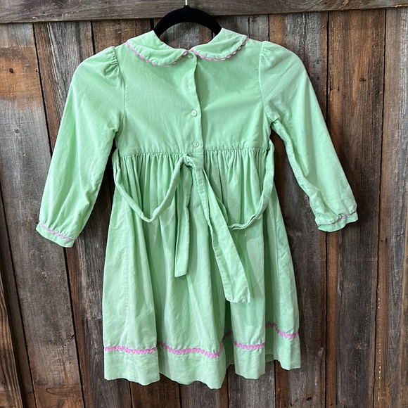Marmelloto Light Green Smocked Birthday Dress- Corduroy Long Sleeve- Girls 6 - Picture 2 of 12